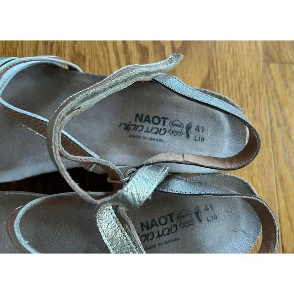 NAOT HERO Beige Neutral Rose Gold Wedge Sandals Shoes 41 EU 10 US - Picture 6 of 8